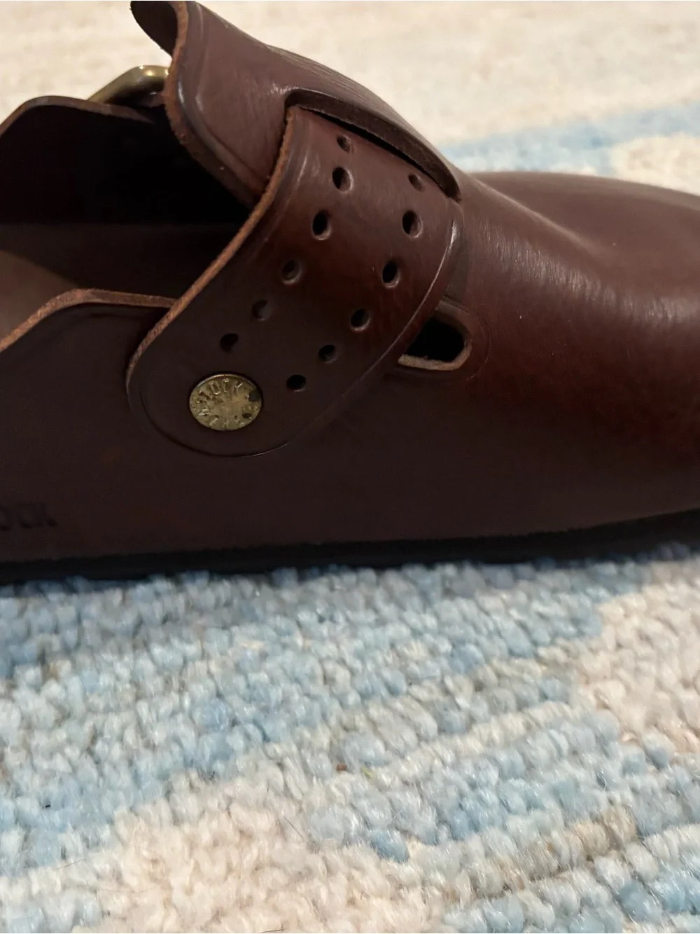 Birkenstock Bold 42 Men's Brown Leather Slip-On Clog with Buckle